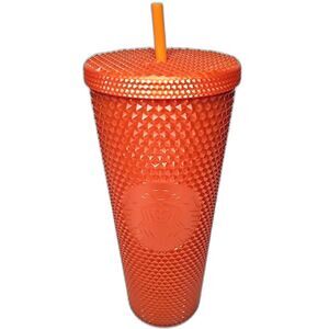 NEW Starbucks Pearlized Orange Studded Tumbler Cup 24 oz Venti Fall 2022 Bling